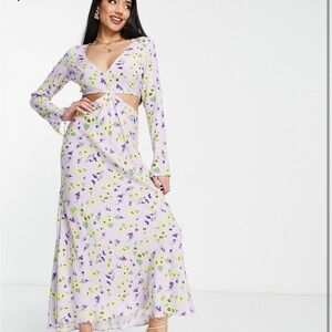 cut out maxi dress in lilac floral